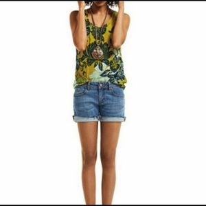 CAbi Sleeveless Yellow Floral Blouse